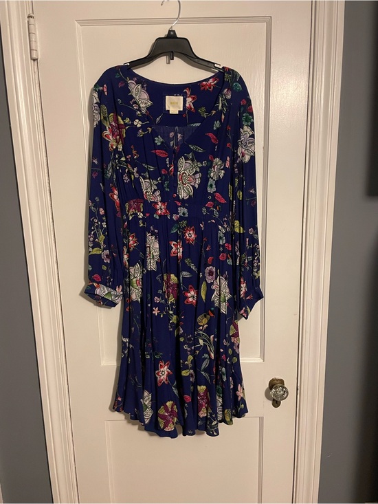 Maeve Dresses & Skirts - Maeve Anthropologie Maplewood Blue Floral Long Sleeve Button Dress Women’s Sz M
